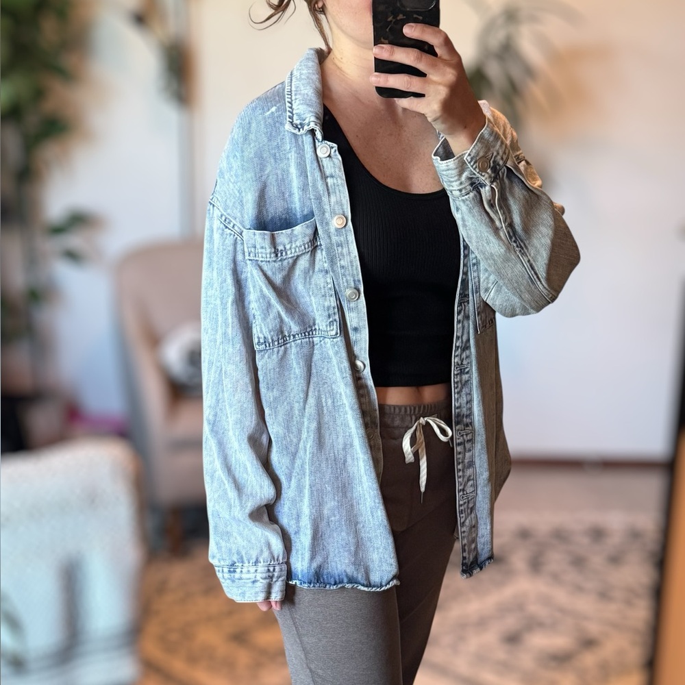 Francesca's TXS Oversized Lyocell Jean Jacket